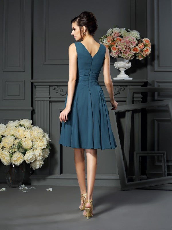 A-Line V-Neck Chiffon Sleeveless Mini Dress - Chloe Dress