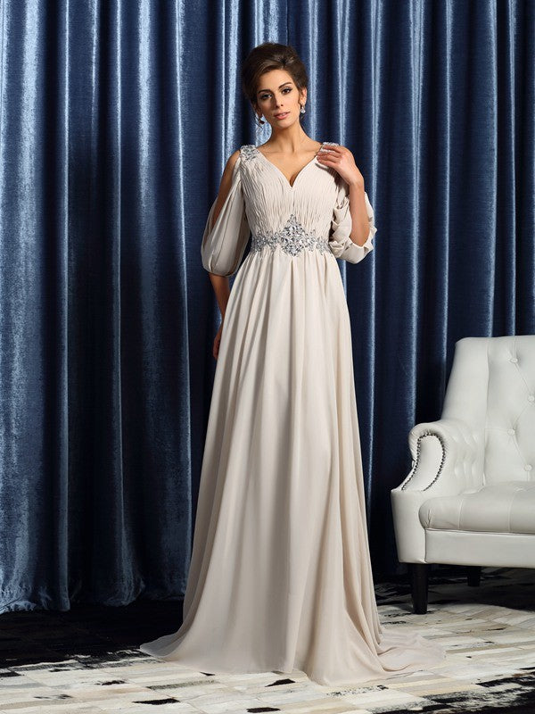 A-Line V-Neck Chiffon Dress - Chloe Dress