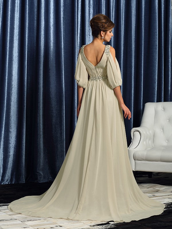 A-Line V-Neck Chiffon Dress - Chloe Dress