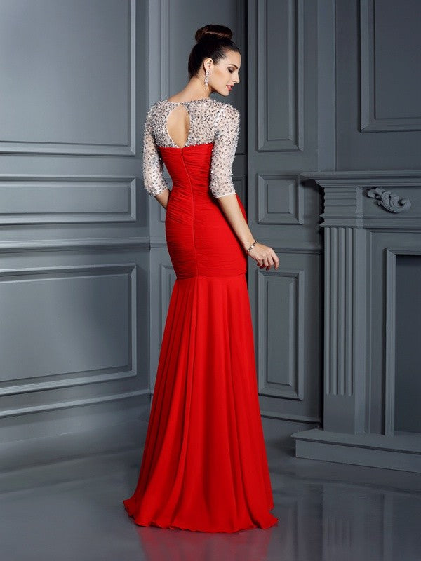 Mermaid Chiffon Three-Quarter Sleeve Dress - Chloe Dress