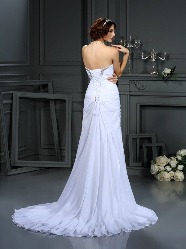 Sheath Sweetheart Chiffon Sleeveless Wedding Dress - Chloe Dress