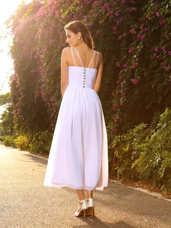 A-Line V-Neck Chiffon Sleeveless Wedding Dress - Chloe Dress