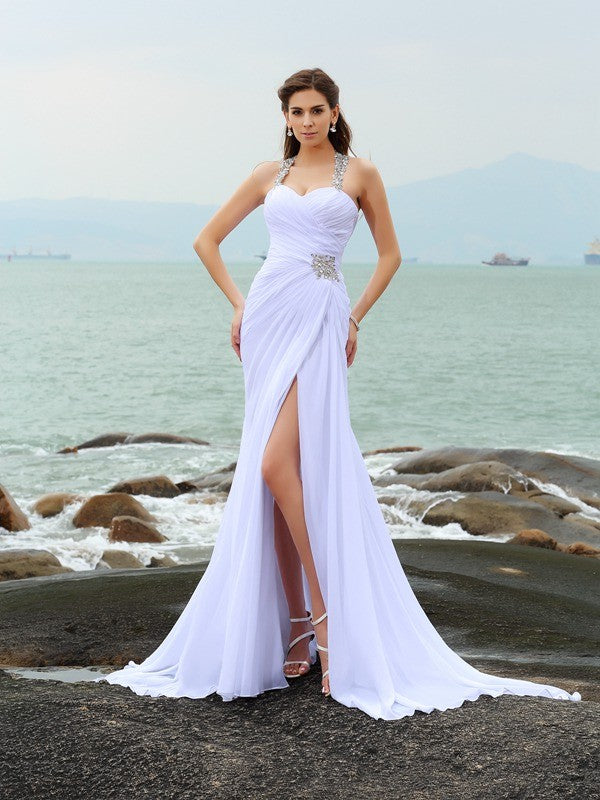 Sheath Chiffon Sleeveless Wedding Dress - Chloe Dress