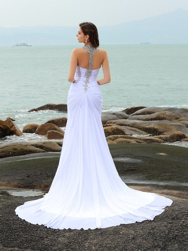 Sheath Chiffon Sleeveless Wedding Dress - Chloe Dress