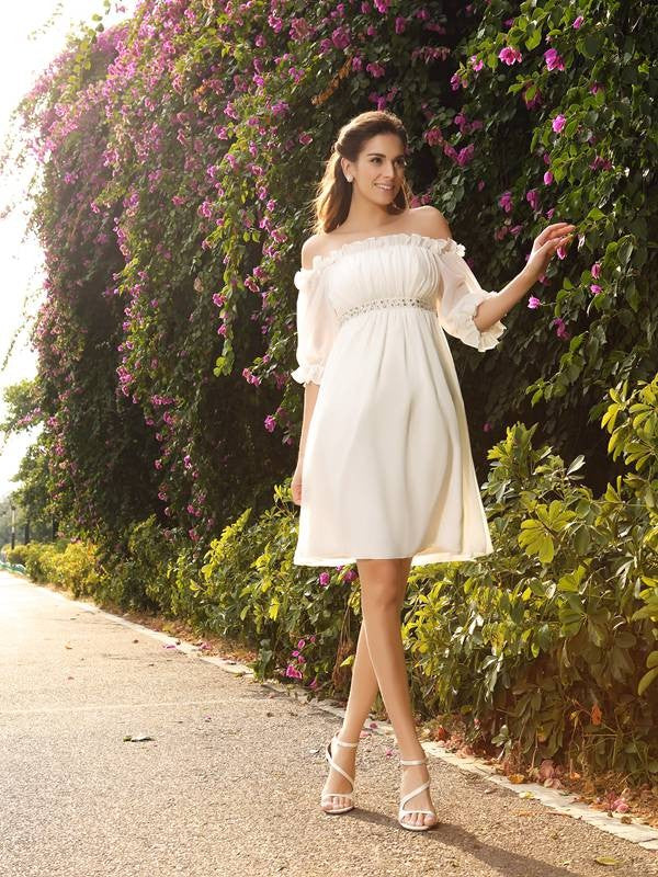 A-Line Chiffon Mini Wedding Dress - Chloe Dress