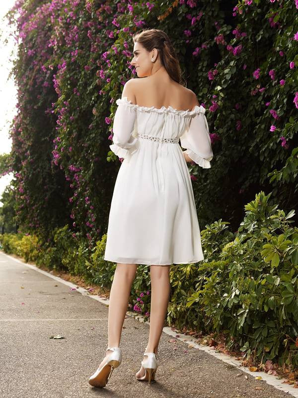 A-Line Chiffon Mini Wedding Dress - Chloe Dress