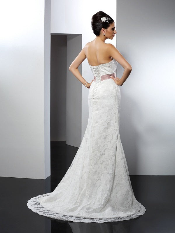Mermaid Strapless Lace Sleeveless Wedding Dress - Chloe Dress