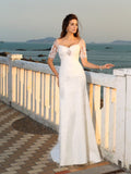 Sheath Sweetheart Satin Short Sleeve Applique Mini Wedding Dress - Chloe Dress