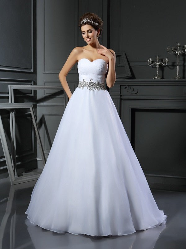 Ball Gown Sweetheart Satin Sleeveless Wedding Gown - Chloe Dress