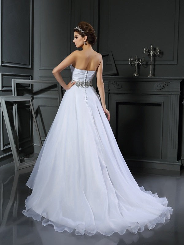 Ball Gown Sweetheart Satin Sleeveless Wedding Gown - Chloe Dress