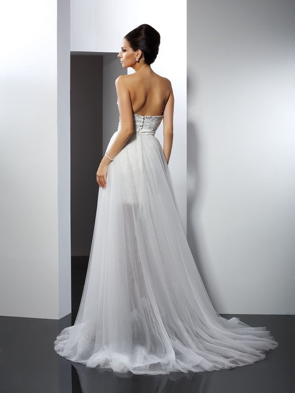 A-Line Sweetheart Tulle Sleeveless Applique Wedding Dress - Chloe Dress
