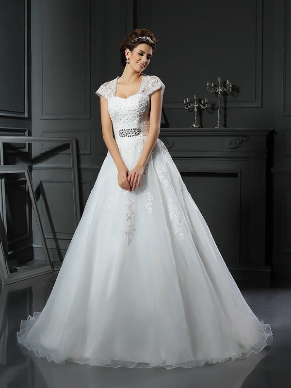 Ball Gown Square Neck Organza Sleeveless Wedding Gown - Chloe Dress