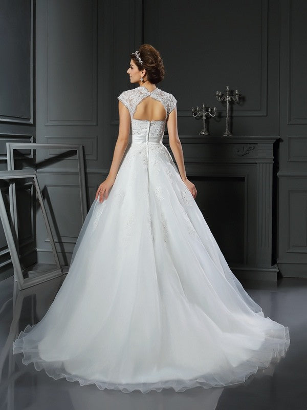Ball Gown Square Neck Organza Sleeveless Wedding Gown - Chloe Dress