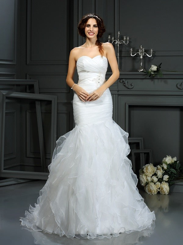 Mermaid Sweetheart Organza Sleeveless Wedding Dress - Chloe Dress