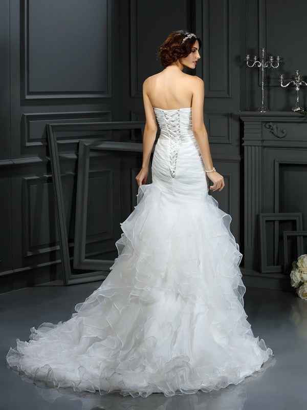Mermaid Sweetheart Organza Sleeveless Wedding Dress - Chloe Dress