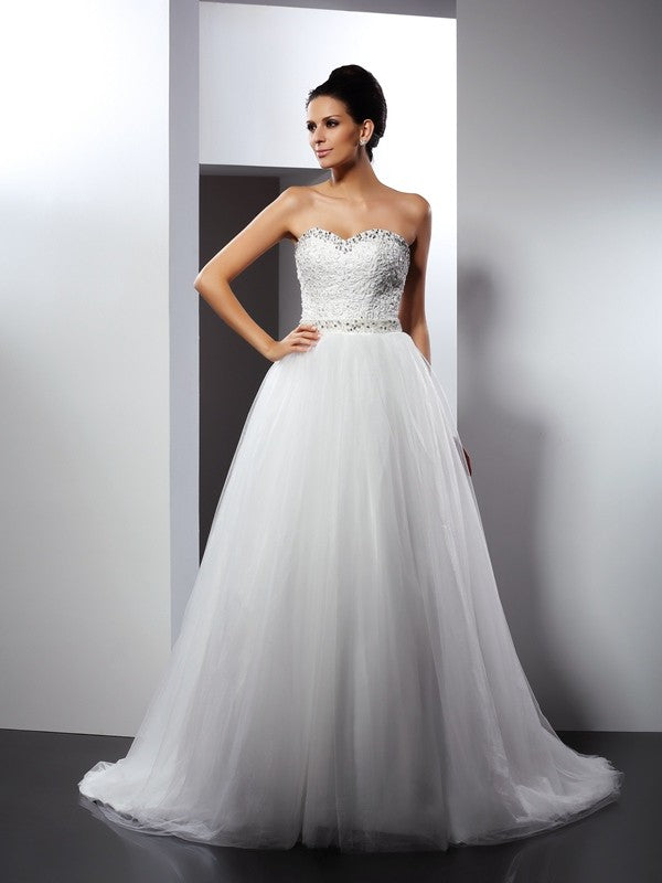 A-Line Spaghetti Strap Tulle Sleeveless Wedding Dress - Chloe Dress
