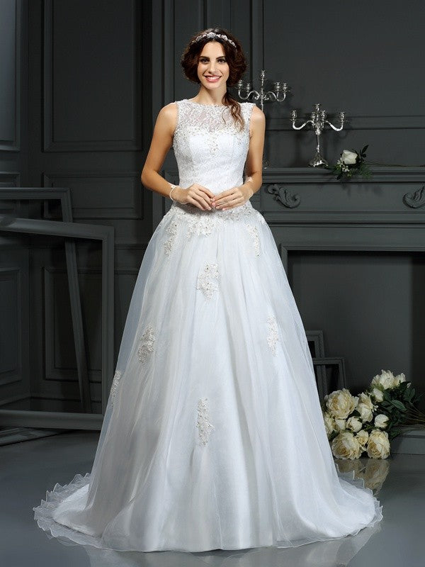A-Line Sleeveless Applique Wedding Dress - Chloe Dress