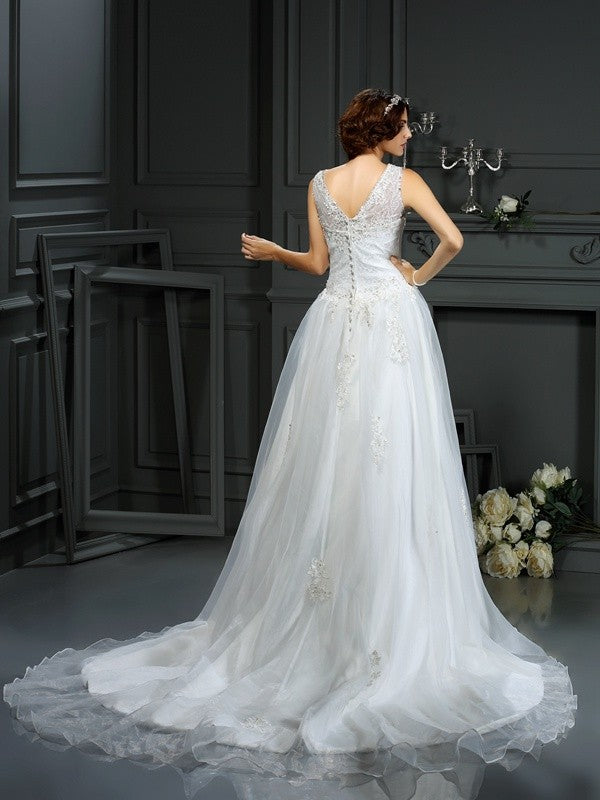 A-Line Sleeveless Applique Wedding Dress - Chloe Dress