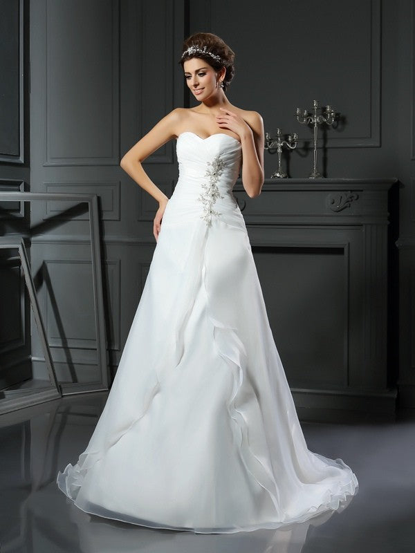 A-Line Sweetheart Satin Sleeveless Wedding Dress - Chloe Dress
