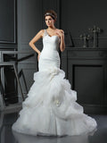 Mermaid Sweetheart Satin Sleeveless Ruffled Wedding Dress - Chloe Dress