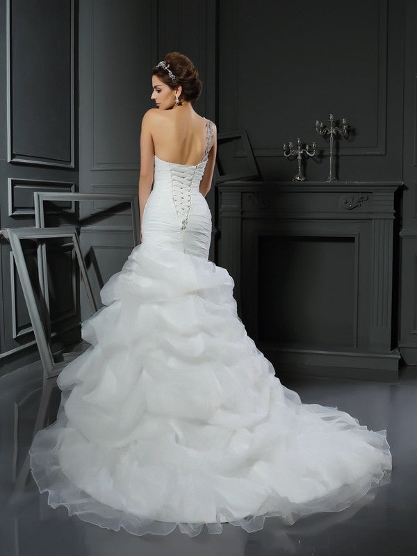 Mermaid Sweetheart Satin Sleeveless Ruffled Wedding Dress - Chloe Dress