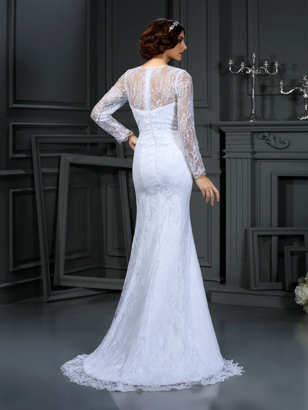 Sheath Satin Long Sleeve Wedding Dress - Chloe Dress