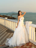 Ball Gown Strapless Satin Sleeveless Wedding Gown - Chloe Dress