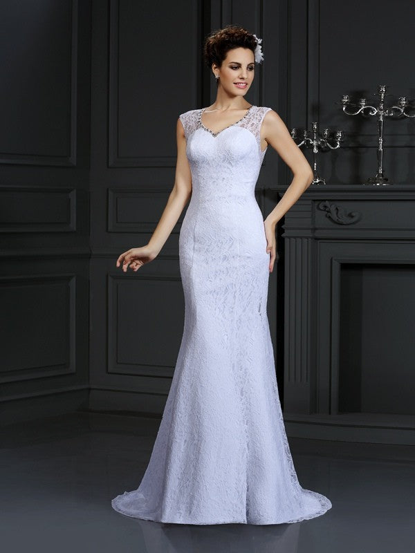 Sheath V-Neck Satin Sleeveless Wedding Dress - Chloe Dress