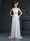A-Line Chiffon Sleeveless Ruffled Tea-Length Wedding Dress - Chloe Dress