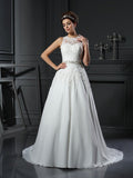 A-Line High Neck Chiffon Sleeveless Wedding Dress - Chloe Dress