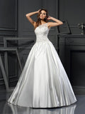 Ball Gown Satin Sleeveless Applique Wedding Gown - Chloe Dress