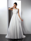 A-Line Satin Sleeveless Ruffled Wedding Dress - Chloe Dress
