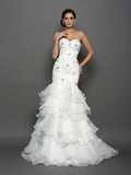 Mermaid Sweetheart Organza Sleeveless Applique Wedding Dress - Chloe Dress