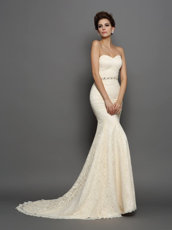 Mermaid Sweetheart Lace Sleeveless Wedding Dress - Chloe Dress