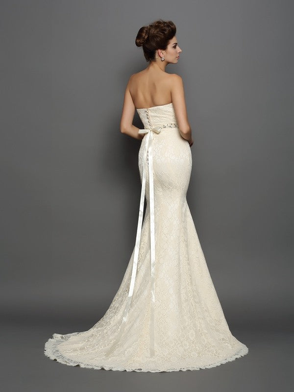 Mermaid Sweetheart Lace Sleeveless Wedding Dress - Chloe Dress