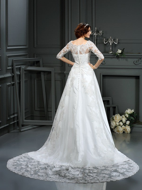 A-Line Satin Tea-Length Wedding Dress - Chloe Dress