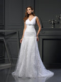 A-Line V-Neck Satin Sleeveless Wedding Dress - Chloe Dress