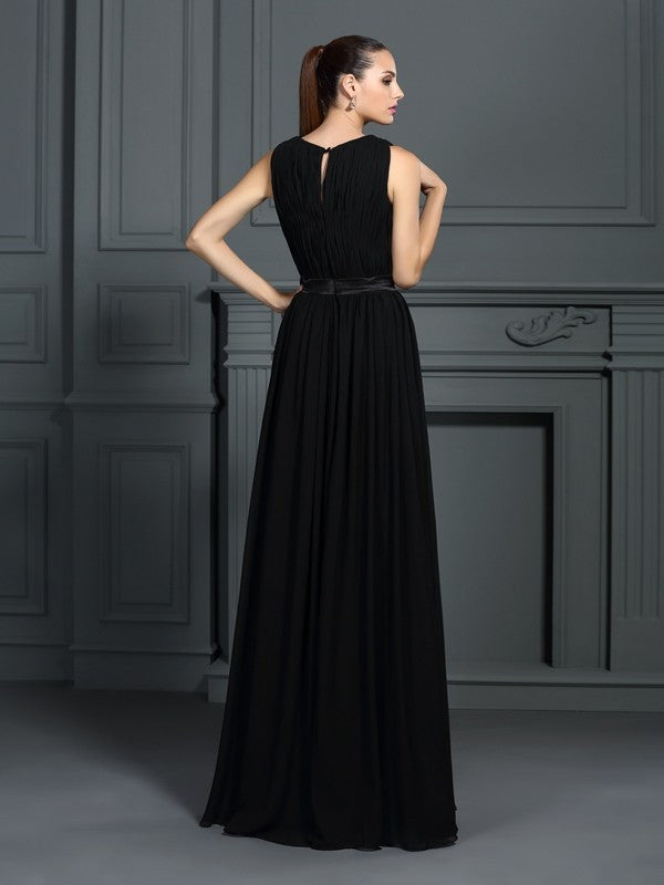 A-Line Chiffon Sleeveless Pleated Dress - Chloe Dress