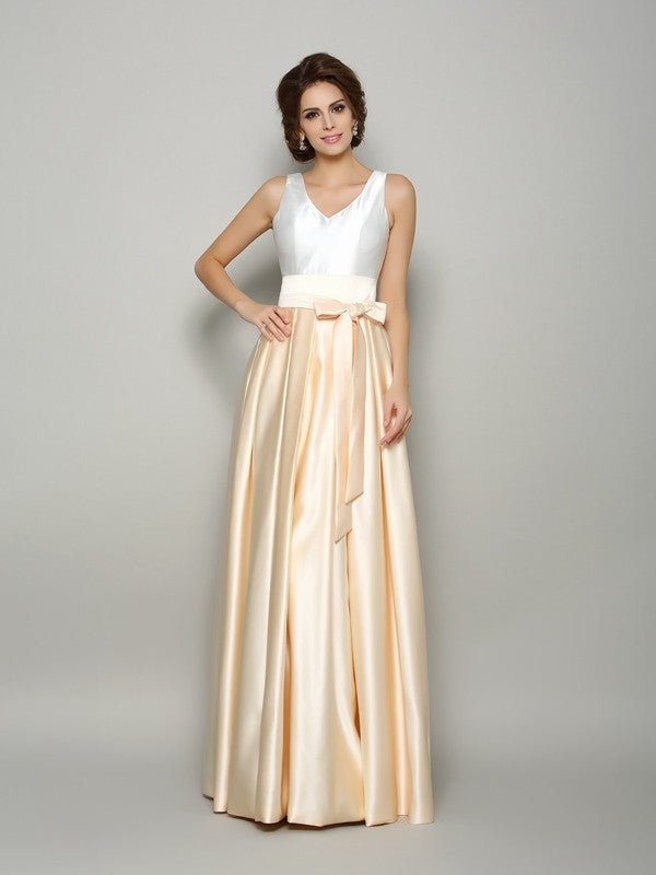 A-Line V-Neck Satin Sleeveless Dress - Chloe Dress