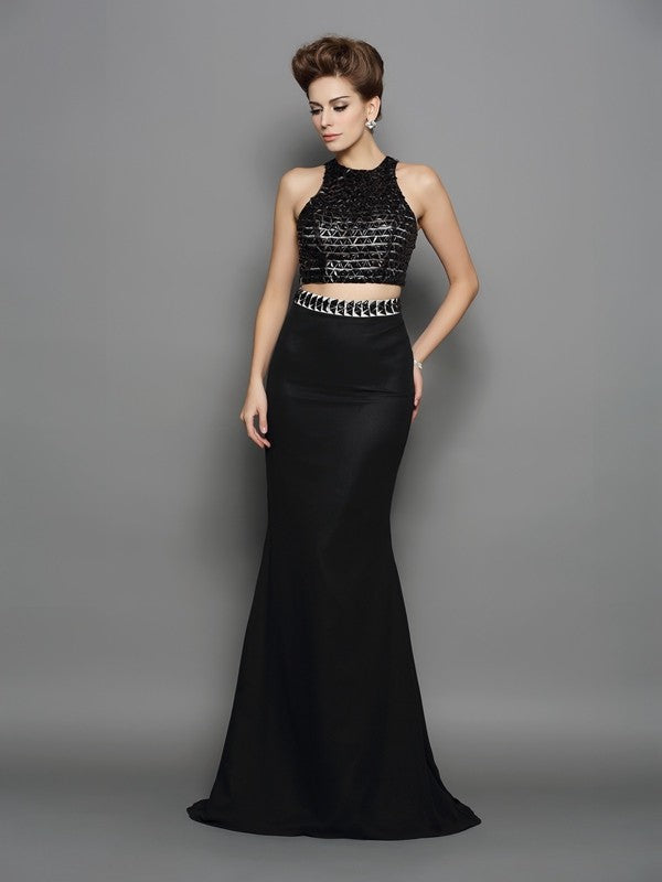 Mermaid High Neck Chiffon Sleeveless Dress - Chloe Dress