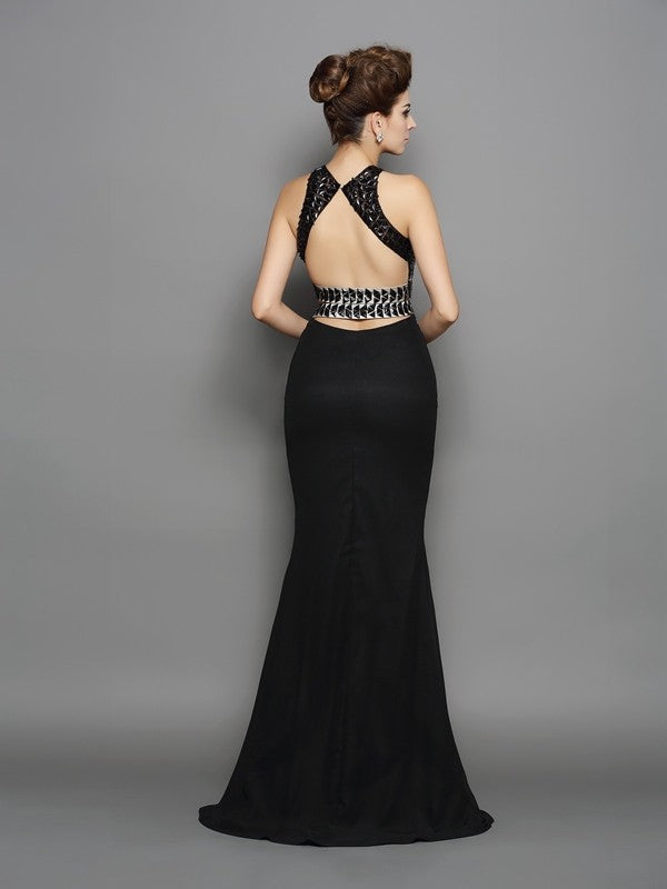 Mermaid High Neck Chiffon Sleeveless Dress - Chloe Dress