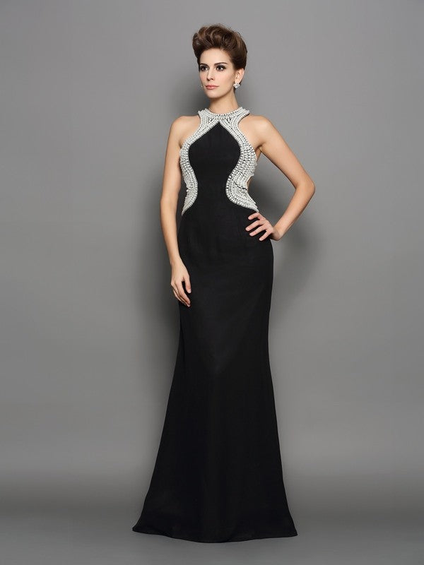 Mermaid High Neck Chiffon Sleeveless Dress - Chloe Dress