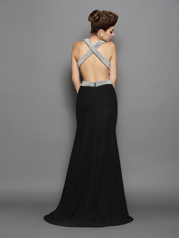 Mermaid High Neck Chiffon Sleeveless Dress - Chloe Dress