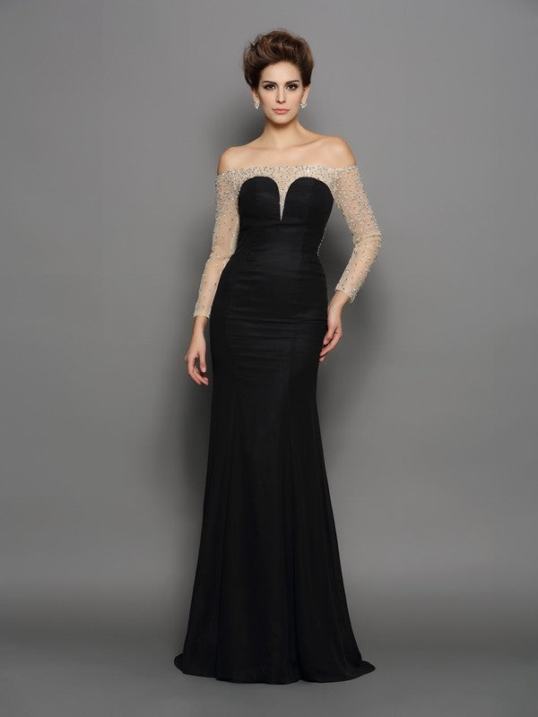 Mermaid Chiffon Long Sleeve Dress - Chloe Dress