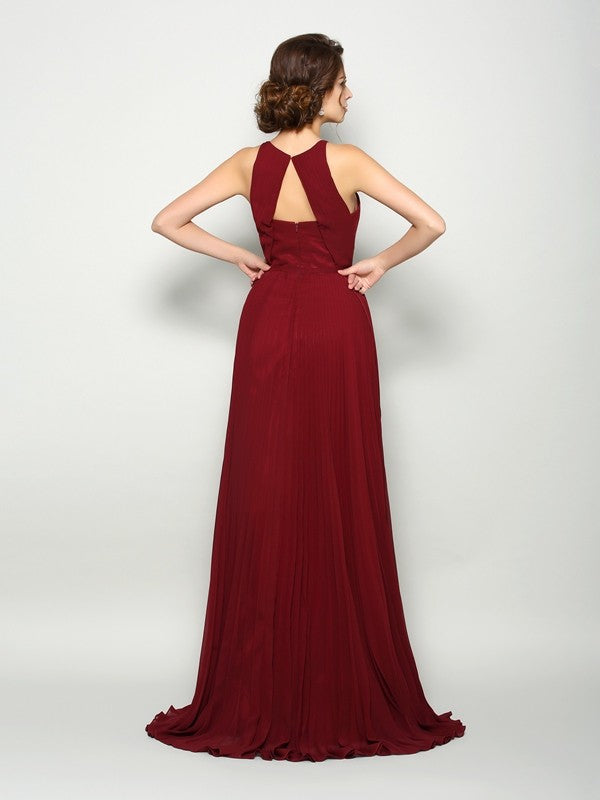 A-Line High Neck Chiffon Sleeveless Dress - Chloe Dress
