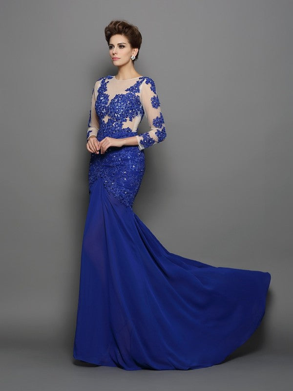 Mermaid Chiffon Long Sleeve Dress - Chloe Dress