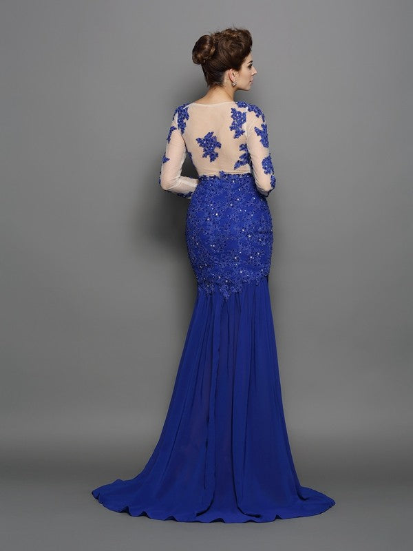 Mermaid Chiffon Long Sleeve Dress - Chloe Dress