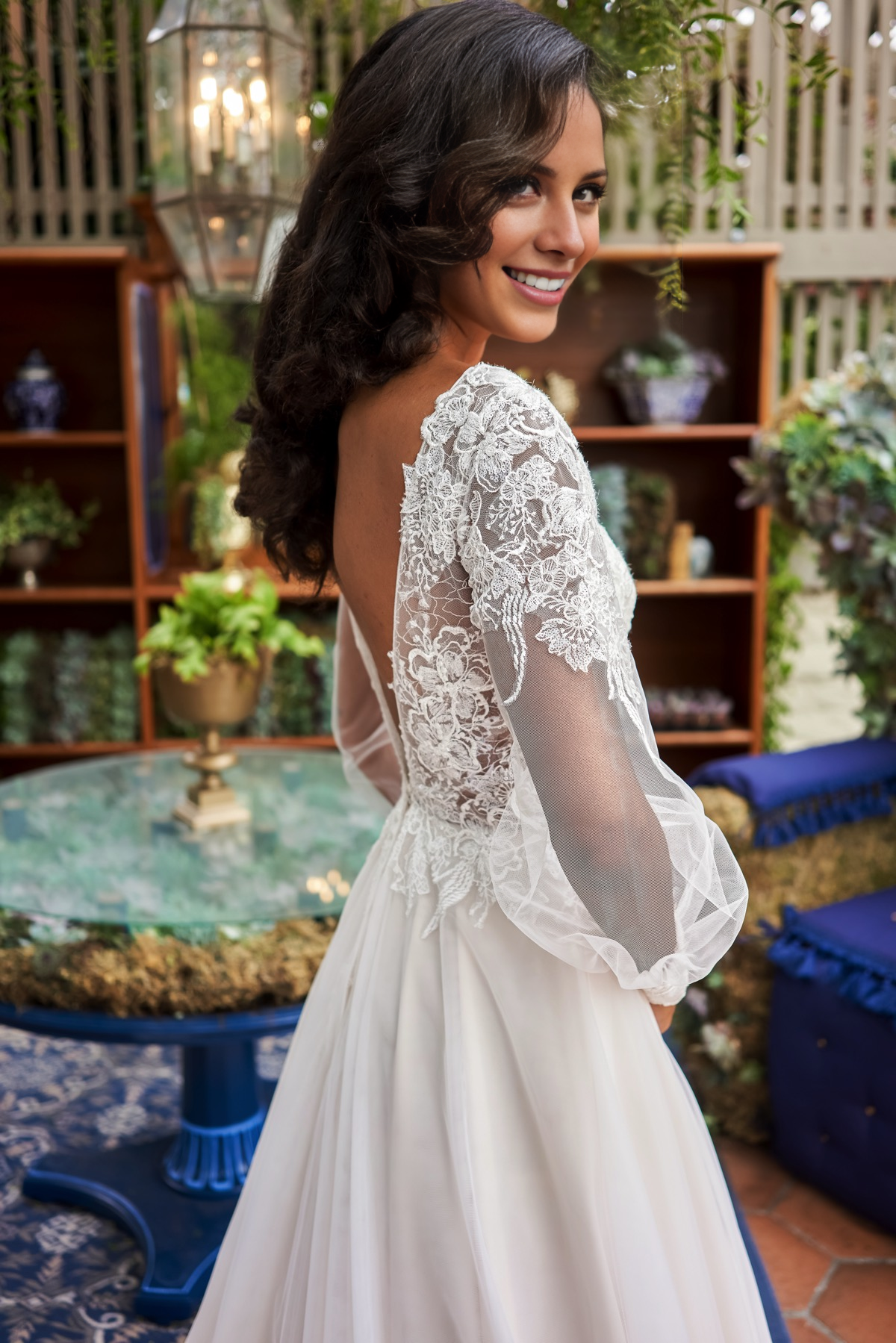 A-Line V-Neck Chiffon Embroidered Floor-Length Wedding Dress - Chloe Dress