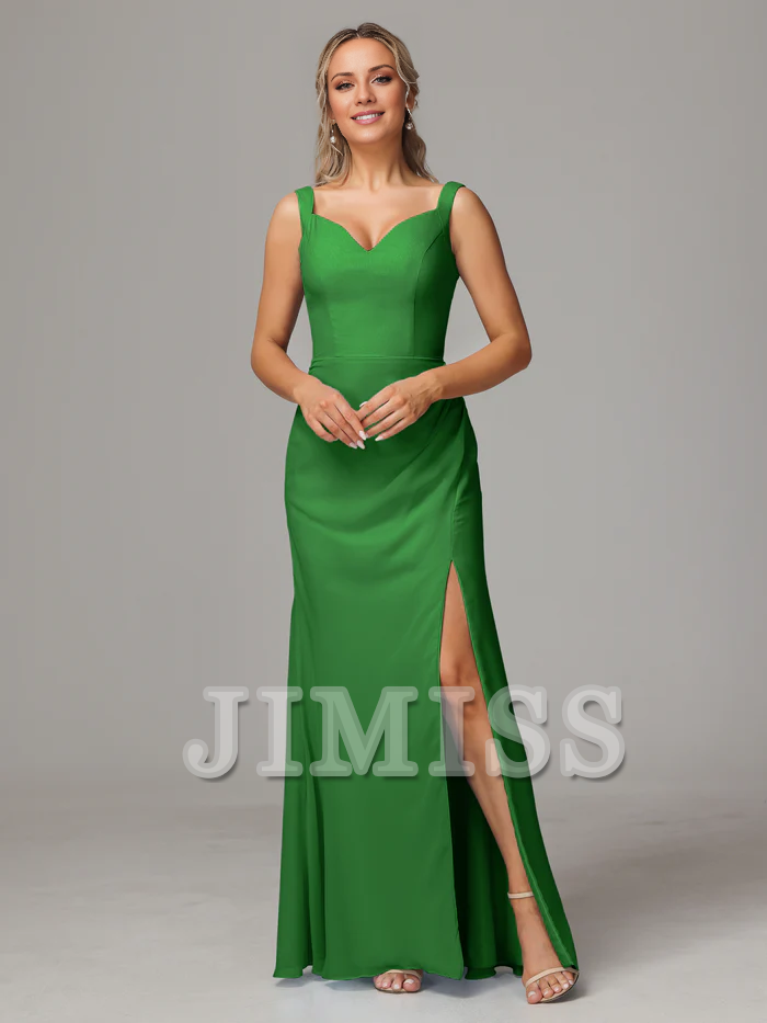 V-Neck Chiffon Sleeveless High Slit Wedding Dress - Chloe Dress