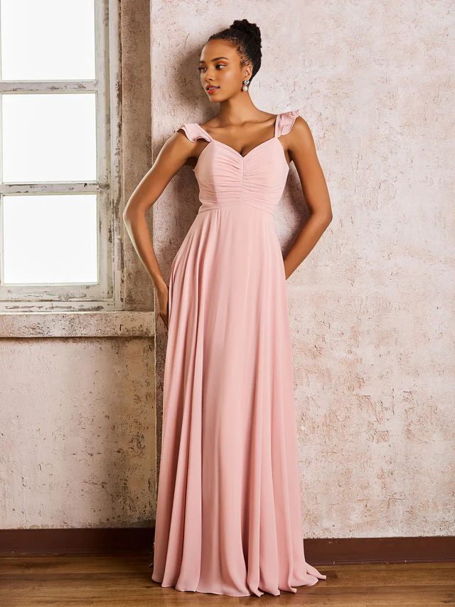 A-Line Sweetheart Chiffon Floor-Length Wedding Dress - Chloe Dress